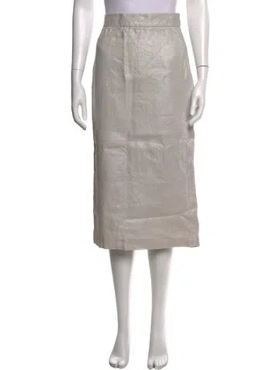 Pre-owned Ralph Lauren Linen Midi Length Skirt In Gray