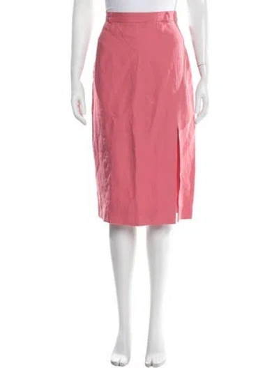 Pre-owned Ralph Lauren Linen Midi Length Skirt In Pink