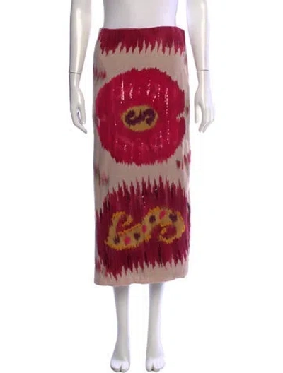 Pre-owned Ralph Lauren Linen Midi Length Skirt W/ Tags In Pink