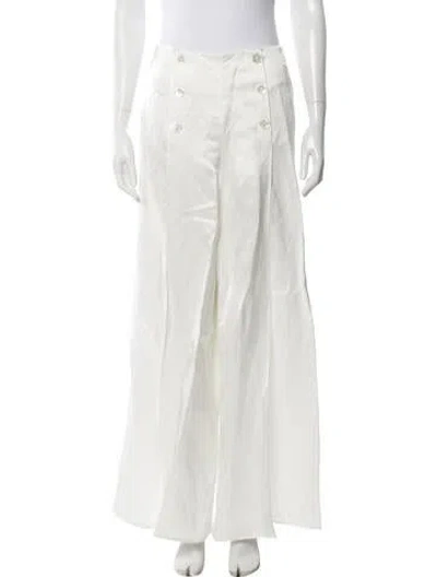 Pre-owned Ralph Lauren Linen Midi Length Skirt In White