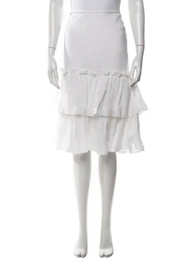 Pre-owned Ralph Lauren Linen Midi Length Skirt In White