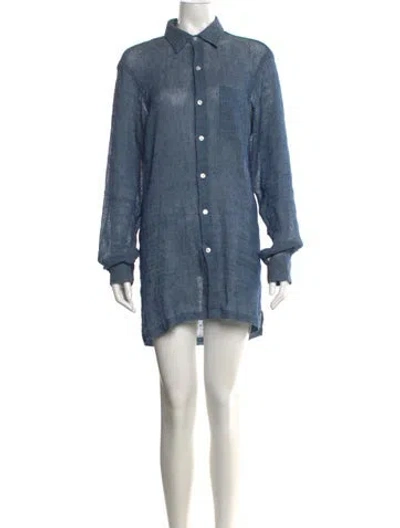 Pre-owned Ralph Lauren Linen Mini Dress In Blue