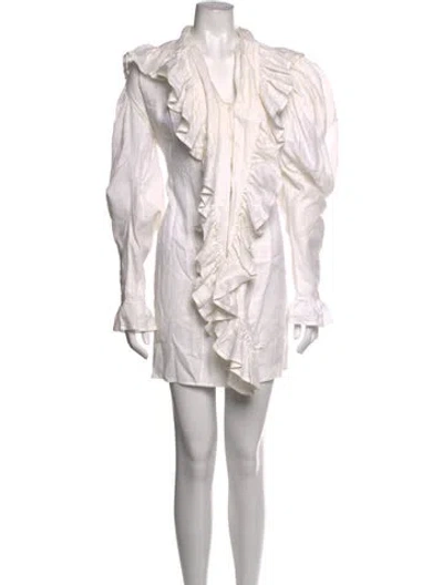 Pre-owned Ralph Lauren Linen Mini Dress In White