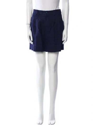 Pre-owned Ralph Lauren Linen Mini Shorts In Blue