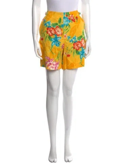 Pre-owned Ralph Lauren Linen Mini Shorts W/ Tags In Yellow