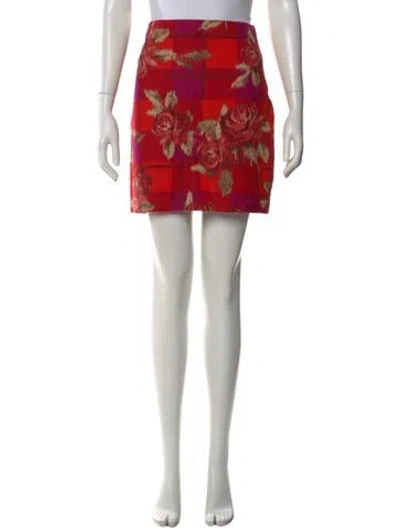 Pre-owned Ralph Lauren Linen Mini Skirt W/ Tags In Red