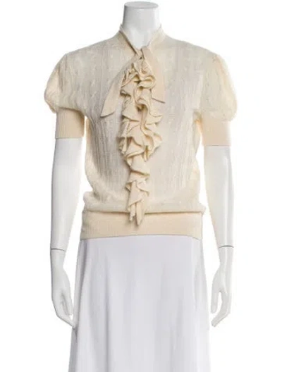 Pre-owned Ralph Lauren Linen Mock Neck Sweater In Neutral
