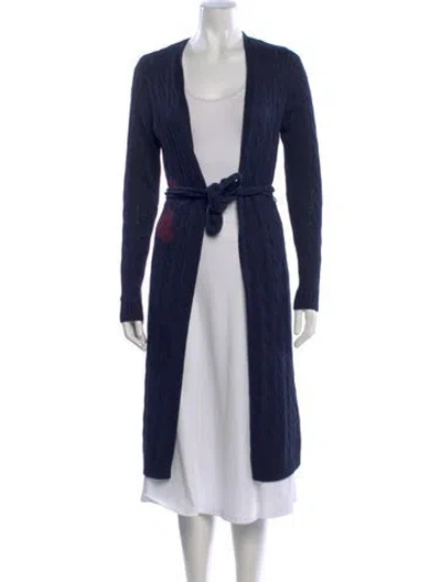 Pre-owned Ralph Lauren Linen Open Front Sweater In Blue