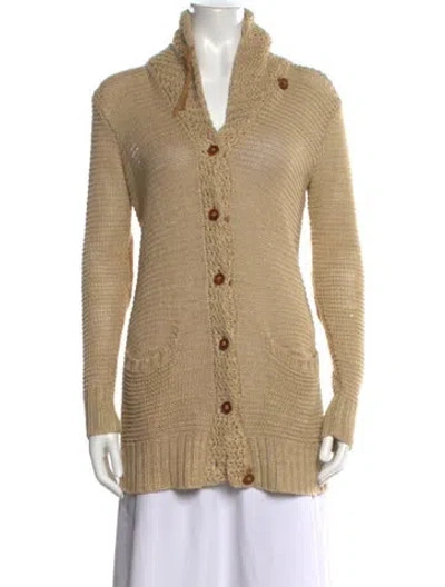 Pre-owned Ralph Lauren Linen Open Front Sweater In Neutrals