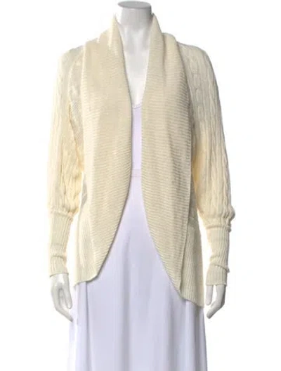 Pre-owned Ralph Lauren Linen Open Front Sweater In White