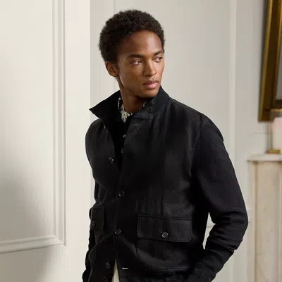 Ralph Lauren Linen-paneled Silk-blend Cardigan In Black