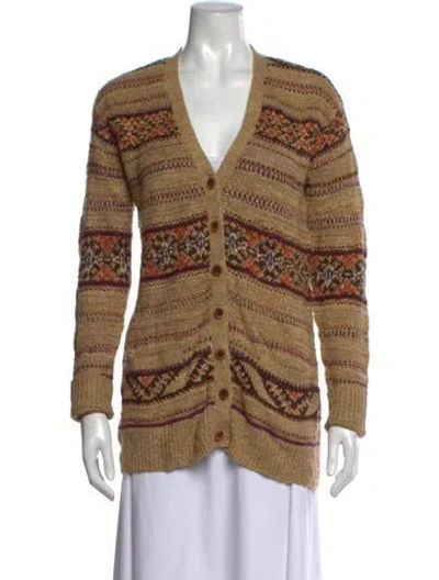Pre-owned Ralph Lauren Linen Patterned Sweater In Brown