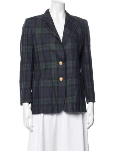 Pre-owned Ralph Lauren Linen Plaid Print Blazer In Multi