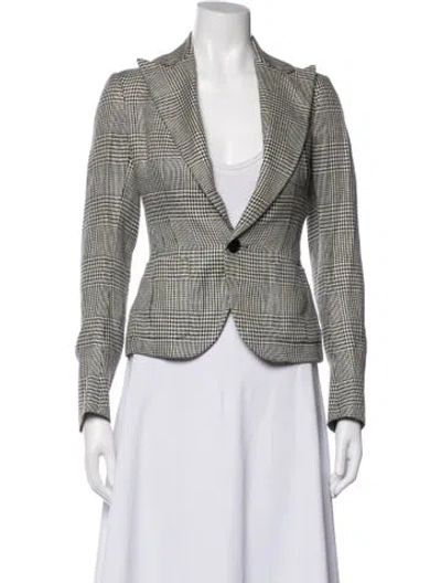 Pre-owned Ralph Lauren Linen Plaid Print Blazer In Multicolor