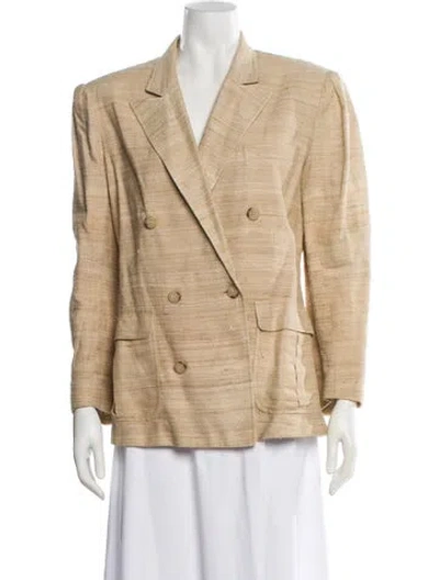 Pre-owned Ralph Lauren Linen Plaid Print Blazer In Neutral
