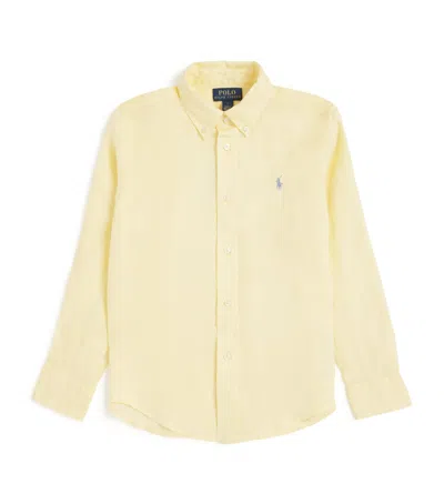 Ralph Lauren Kids' Linen Polo Pony Shirt In Neutral
