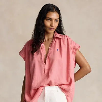 Ralph Lauren Linen Popover Shirt In Dolce Pink