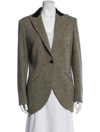 Pre-owned Ralph Lauren Linen Printed Blazer In Brown