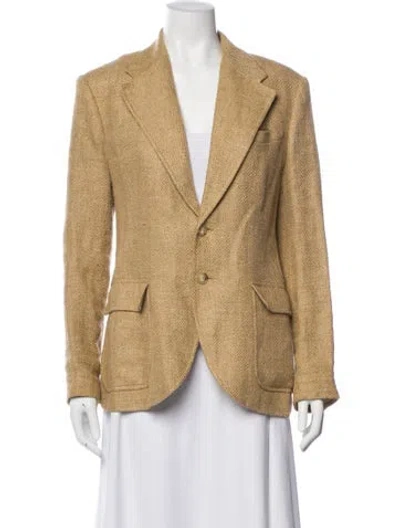 Pre-owned Ralph Lauren Linen Printed Blazer In Neutral