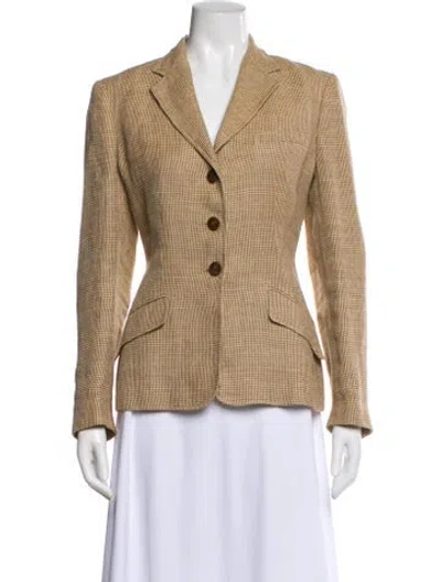 Pre-owned Ralph Lauren Linen Printed Blazer In Neutral