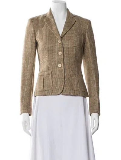 Pre-owned Ralph Lauren Linen Printed Blazer In Neutral