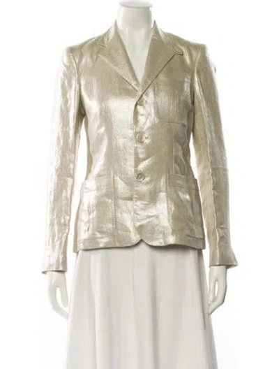Pre-owned Ralph Lauren Linen Printed Blazer In White