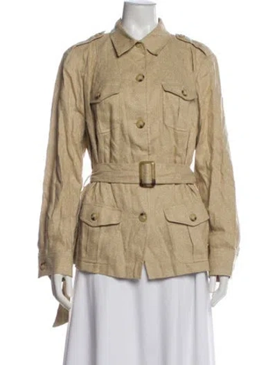Pre-owned Ralph Lauren Linen Printed Coat In Neutral