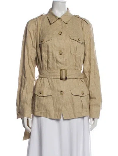 Pre-owned Ralph Lauren Linen Printed Coat In Neutral