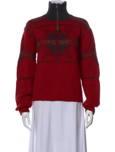 Pre-owned Ralph Lauren Linen Printed Sweater In Red