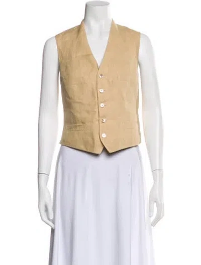 Pre-owned Ralph Lauren Linen Printed Vest In White