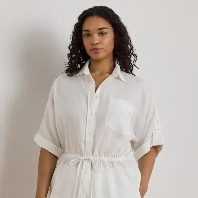 Ralph Lauren Linen Roll-tab Sleeve Tunic In White