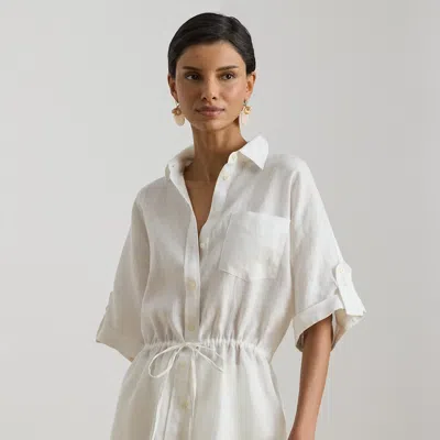 Ralph Lauren Linen Roll-tab Sleeve Tunic In White