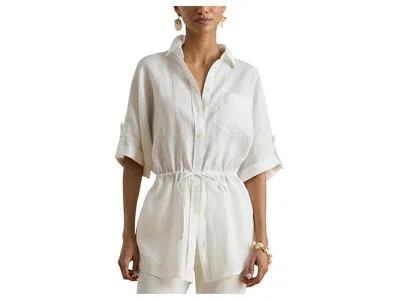 Ralph Lauren Linen Roll-tab Sleeve Tunic In White