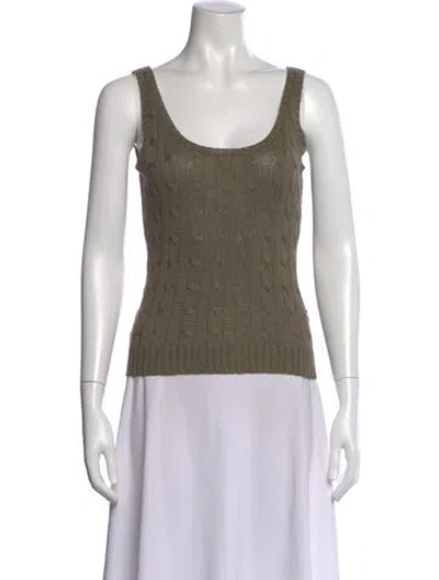 Pre-owned Ralph Lauren Linen Scoop Neck Sweater In Green