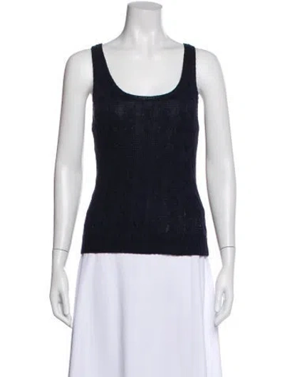 Pre-owned Ralph Lauren Linen Scoop Neck Top In Black