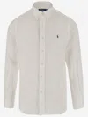 Ralph Lauren Linen Shirt With Logo In Ceramic White