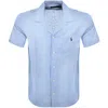 Ralph Lauren Linen Short Sleeve Shirt Blue In Blue
