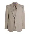 Ralph Lauren Checked Linen And Silk Blazer In Gray