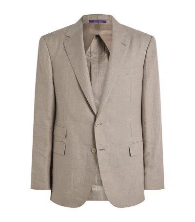RALPH LAUREN LINEN-SILK CHECK KENT BLAZER