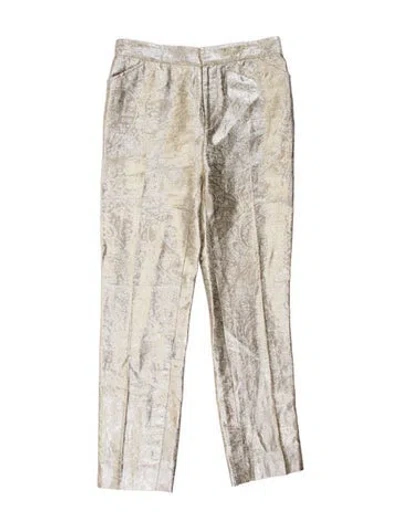 Pre-owned Ralph Lauren Linen Skinny Leg Pants In Silver