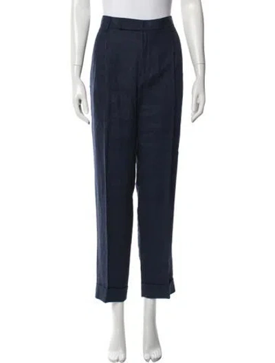 Pre-owned Ralph Lauren Linen Straight Leg Pants In Blue