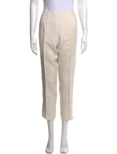 Pre-owned Ralph Lauren Linen Straight Leg Pants In White