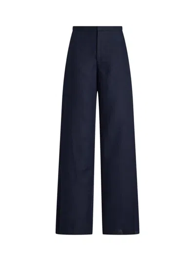 Ralph Lauren Linen Dean Tailored Trousers In Dark Blue