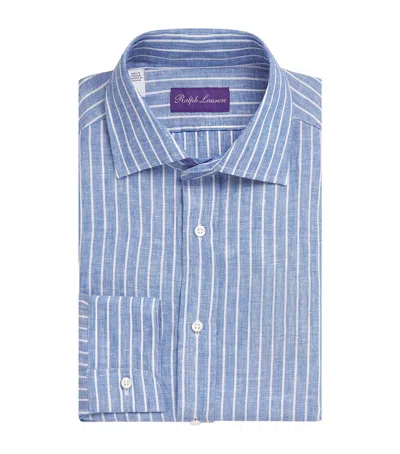 Ralph Lauren Linen Stripe Shirt In Blue