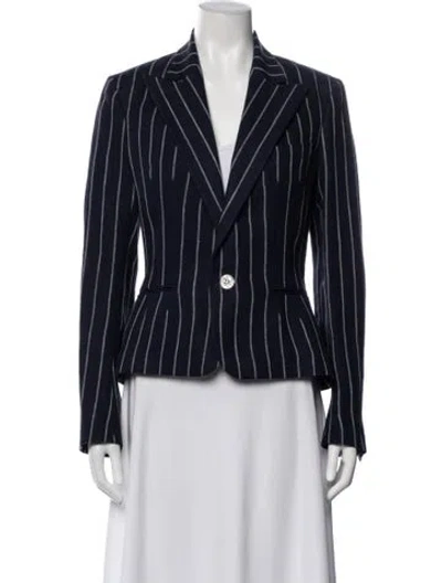 Pre-owned Ralph Lauren Linen Striped Blazer In Blue
