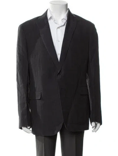 Pre-owned Ralph Lauren Linen Striped Blazer In Blue