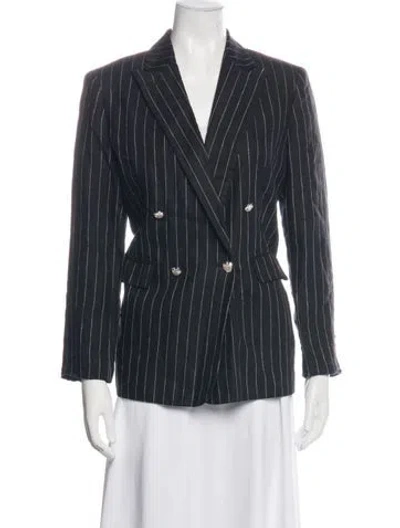 Pre-owned Ralph Lauren Linen Striped Blazer In Blue