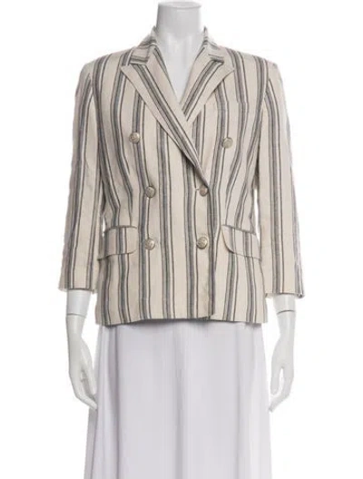 Pre-owned Ralph Lauren Linen Striped Blazer In Green