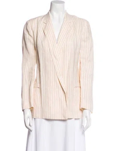 Pre-owned Ralph Lauren Linen Striped Blazer In Neutral