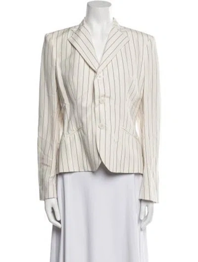 Pre-owned Ralph Lauren Linen Striped Blazer In Neutral